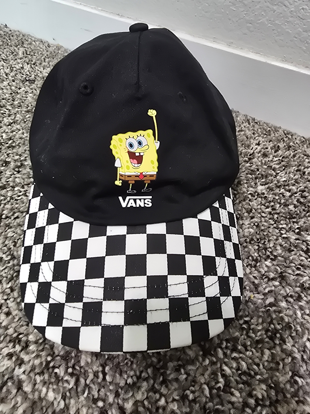 Vans Spongebob Checkerboard Cap - Black & White with Yellow Accent